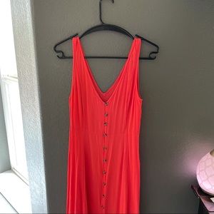 Bright red AE button down midi dress size LG